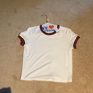 Brand new white, red and blue top